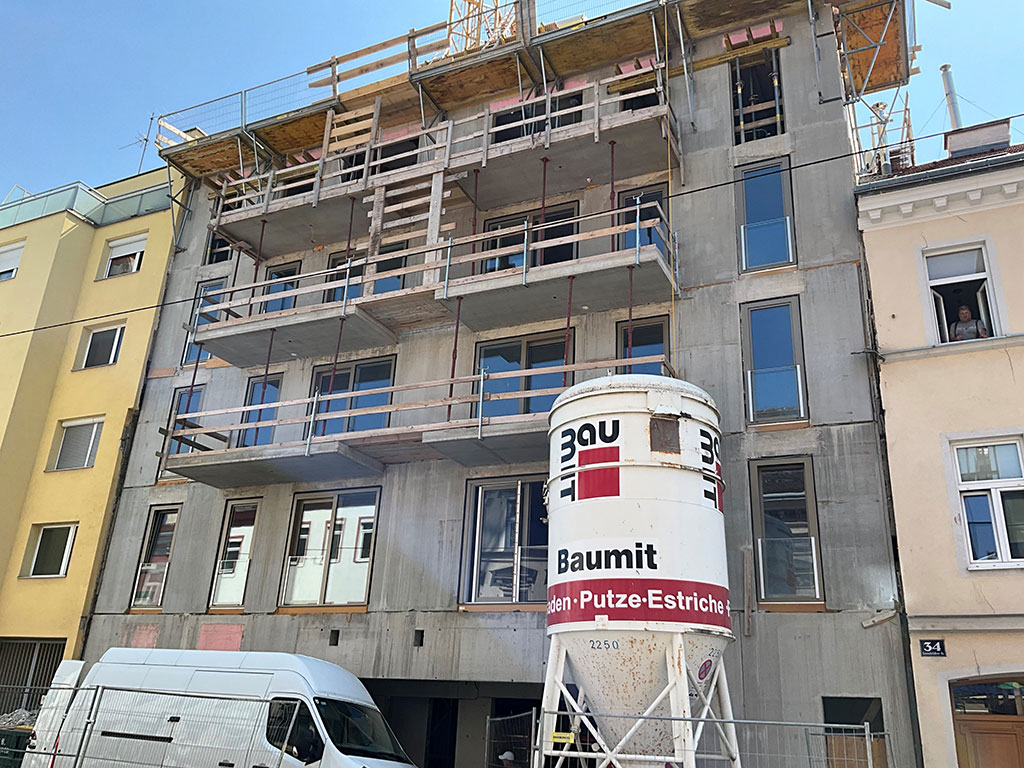 Baufortschritt, Dokumentation, Ansicht Lienfeldergasse, LCB-Planung GmbH