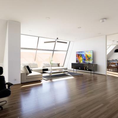 Fugbachgasse, LCB-Planung GmbH, Rendering - Wohnraum Dachgeschoss