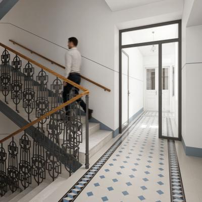 Glanzzeit – ein Wohnbau in der Landstraßer Hauptstraße mit 35 Wohn- und 3 Gewerbeeinheiten. Vor allem die gestalterischen Elemente der Innenausstattung sollen restauriert und erhalten werden, geplant von LCB Planung GmbH.